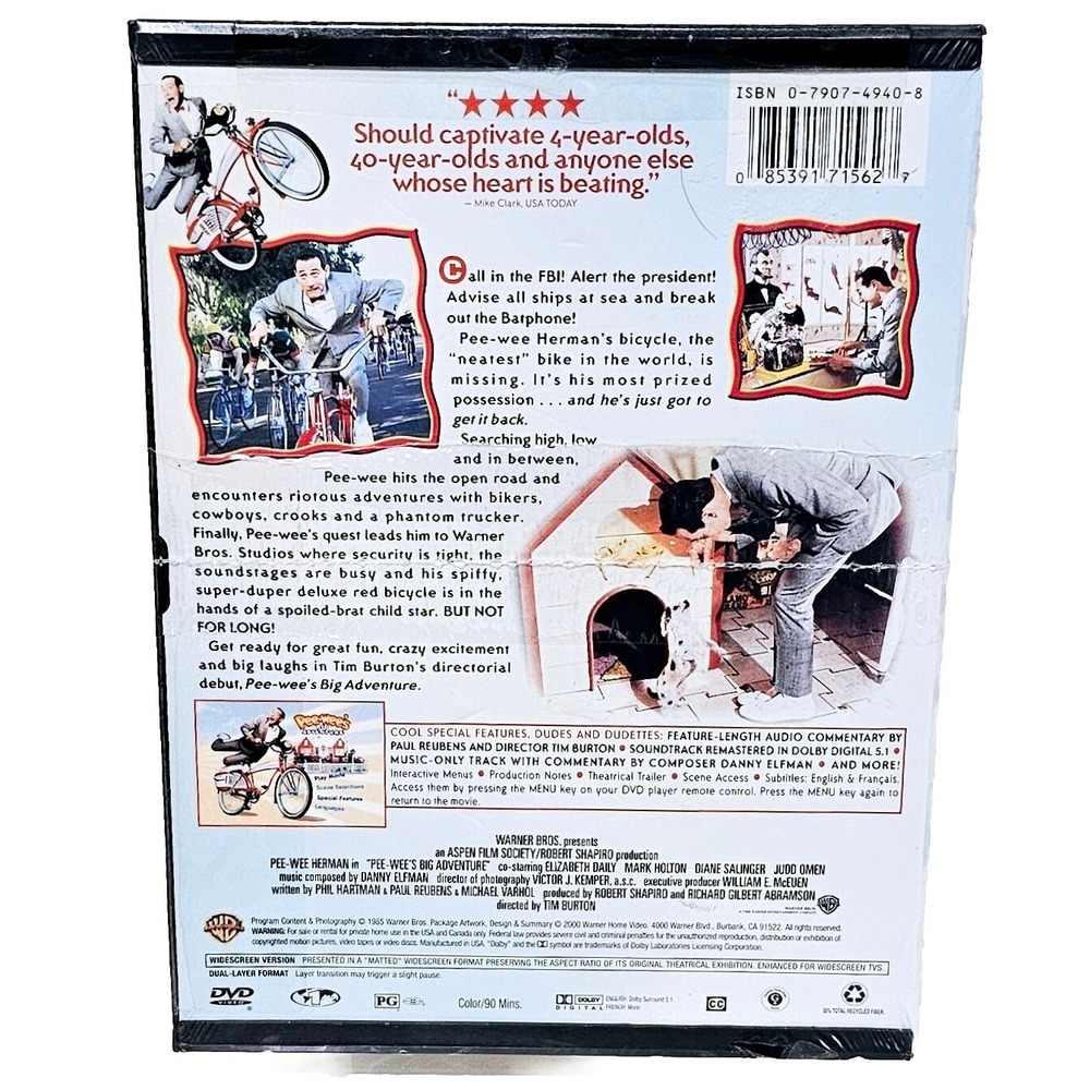 Pee-Wees Big Adventure (DVD, 1985, Widescreen) Paul Reubens, Burton BRAND NEW - Picture 2 of 3